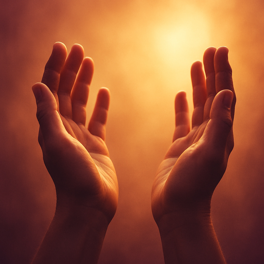 Open hands lifted in worship
